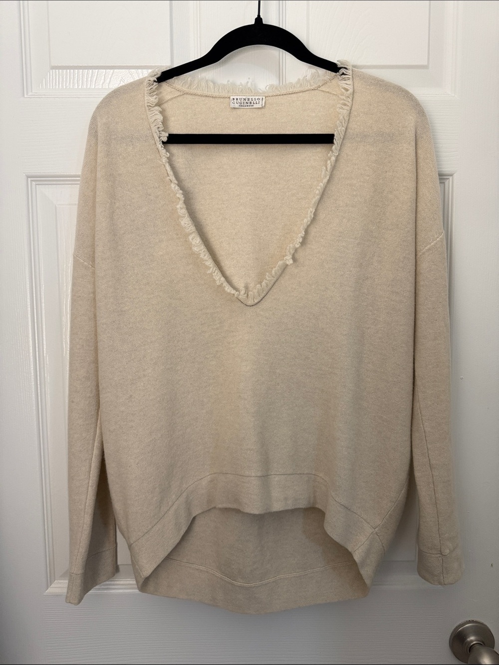 [new inventory] BRUNELLO CUCINELLI BEIGE CASHMERE LONG SLEEVE TOP EUC